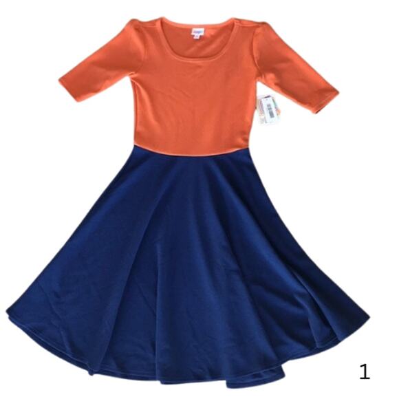 LuLaRoe Nicole Team Spirit Illini Dress in Orange & Blue – NWT Size XL - Picture 2 of 2